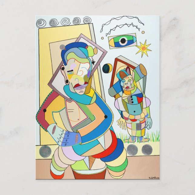 Cartão Postal "Duas figuras: O e Ru", por Ruchell Alexander (Frente)