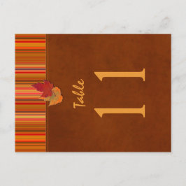 Cartão Postal Duas Folhas de outono Laterais e Número de Tabela 