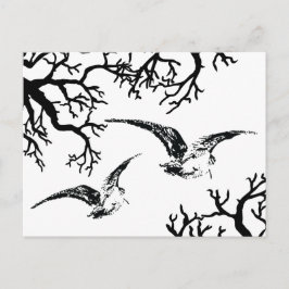 Cartão Postal Duas galinholas em voo entre os ramos