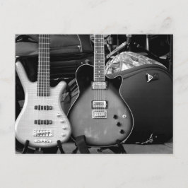 CARTÃO POSTAL DUAS GUITARRAS ELÉTRICAS - PRETO E BRANCO