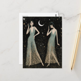 Cartão Postal Duas lindas mulheres dançando ao luar