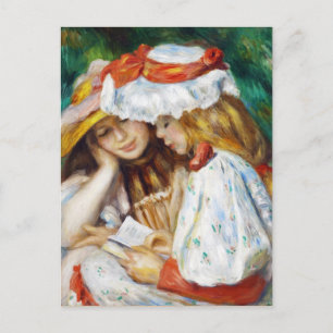 Cartão Postal Duas Meninas Lendo Pintagem Pierre Auguste Renoir