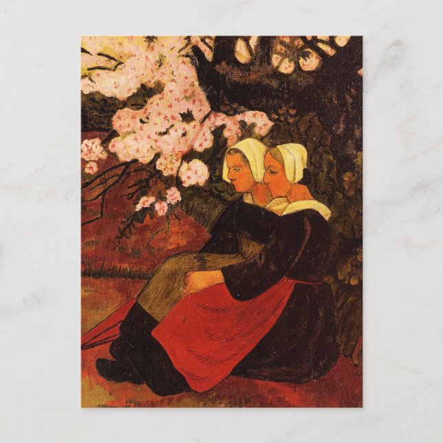 Cartão Postal Duas Mulheres Bretãs Sob a Macieira, (Frente)