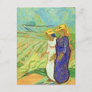 Cartão Postal Duas mulheres cruzando os campos por Vincent van G
