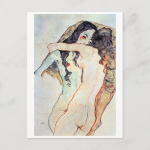Cartão Postal Duas Mulheres se Abraçando Egon Schiele