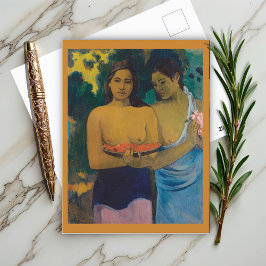 Cartão Postal Duas mulheres taitianas (1899) por Paul Gauguin