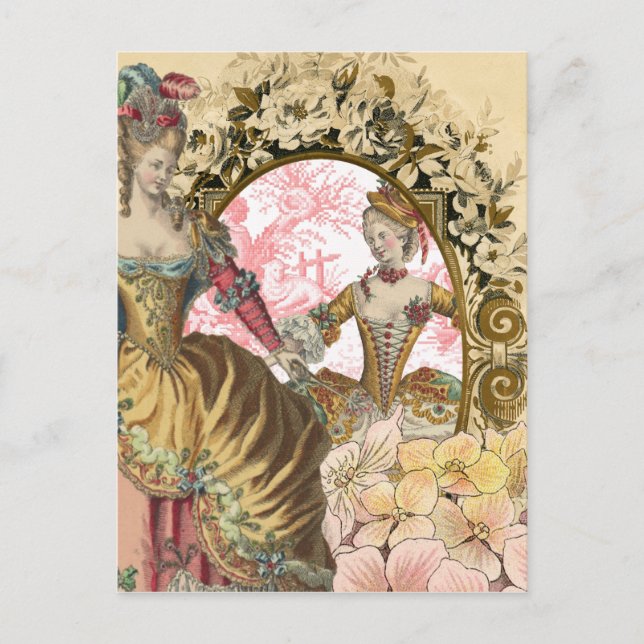 Cartão Postal Duas Senhoras Francesas e um Quadro (Frente)