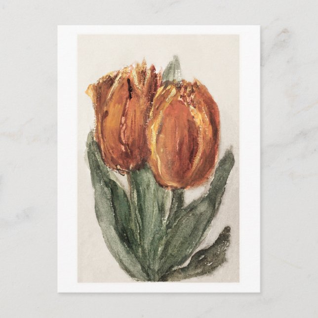 Cartão Postal Duas Tulipas Vermelhas por Sientje Mesdag-van Hout (Frente)