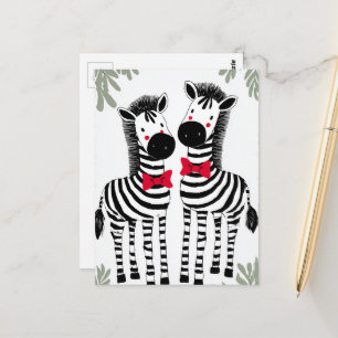 Cartão Postal Duas Zebras Fofas