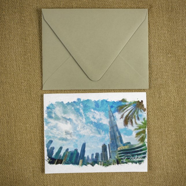 Cartão Postal Dubai Burj Khalifa Panorama View (dubai burj khalifa postcard)