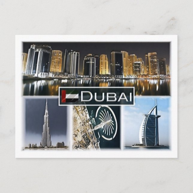 Cartão Postal Dubai - Burj Khalifa - torre marina - (Frente)