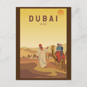 Cartão Postal Dubai Emirados Árabes Unidos Desert Safari Retro