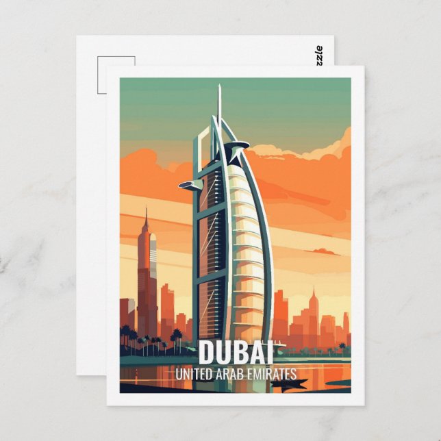 Cartão Postal Dubai Emirados Árabes Unidos Famosos Locais de Via (Frente/Verso)