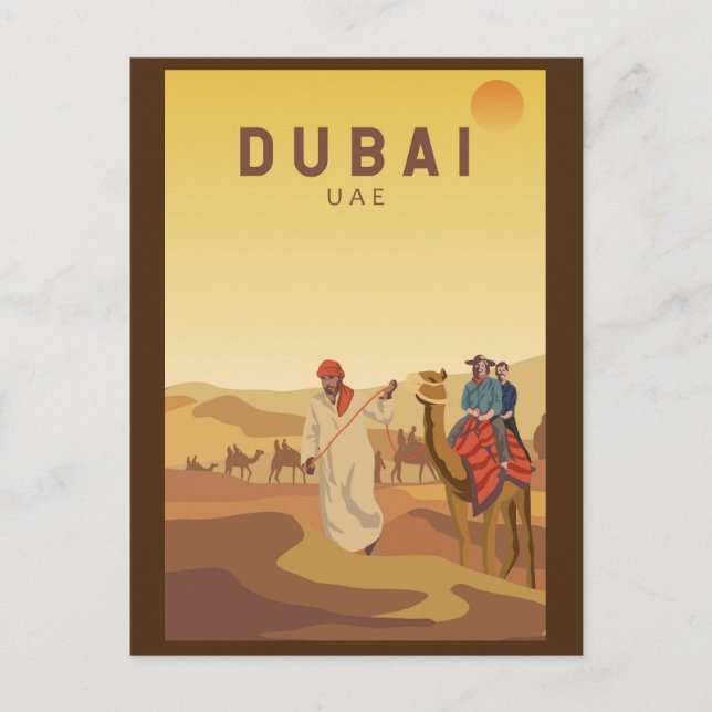 Cartão Postal Dubai Emirados Árabes Unidos Safari no Deserto Ret (Frente)