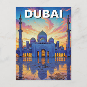 Cartão Postal Dubai Grand Mesquita UAE Sunset