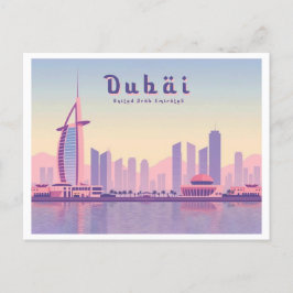 Cartão Postal Dubai UAE Burj Khalifa Pastel Design Viagem