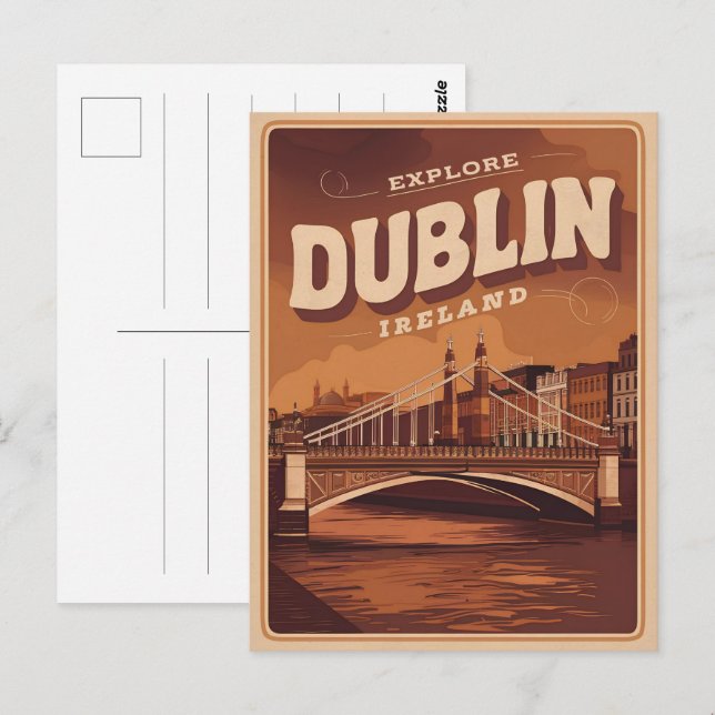 Cartão Postal Dublin antiga cidade, presentes de viagem da repúb (Frente/Verso)