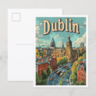 Cartão Postal Dublin Irlanda Classic Art Retro Viagens vintage