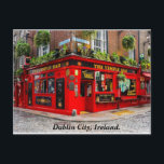 Cartão Postal Dublin Irlanda pub & cobblestone street<br><div class="desc">Vista postal da Irlanda Central de Dublin,  na rua pub e cobblestone. As bolas foram colocadas para filmar o filme "Tom Cruise Far & Away",  que foi parcialmente filmado no bairro do Temple Bar.</div>
