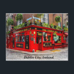 Cartão Postal Dublin Irlanda pub & cobblestone street<br><div class="desc">Vista postal da Irlanda Central de Dublin,  na rua pub e cobblestone. As bolas foram colocadas para filmar o filme "Tom Cruise Far & Away",  que foi parcialmente filmado no bairro do Temple Bar.</div>