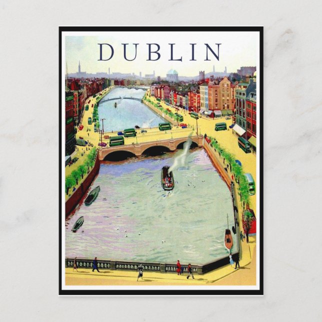 Cartão Postal Dublin, Ponte O'Connell sobre o Rio Liffey (Frente)
