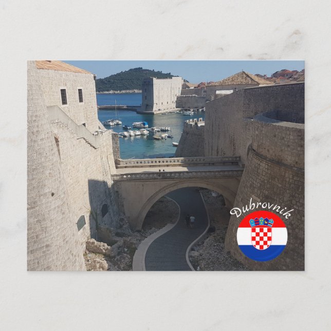 Cartão Postal Dubrovnik | Croácia | Hrvatska | Mar Adriático (Frente)