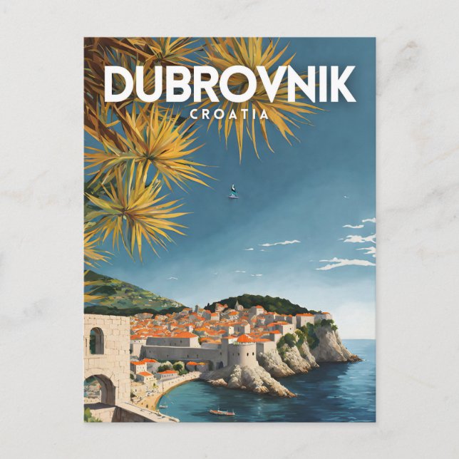 Cartão Postal Dubrovnik Croácia Nostalgic Retro Viagem (Frente)