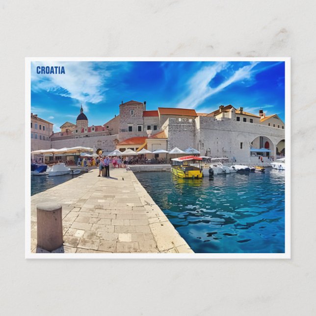 Cartão Postal Dubrovnik Croácia - Viagem Art Vintage split (Frente)