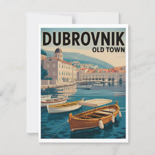 Cartão Postal Dubrovnik Old Town Poster vintage - Retro Waterfro