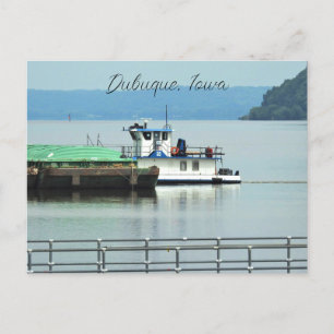 Cartão Postal Dubuque, Iowa Pusher Boat no rio Mississippi