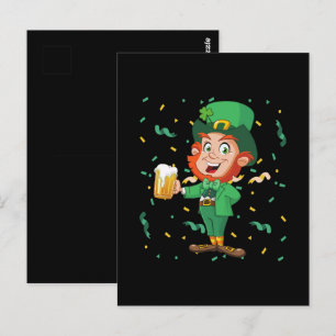 Cartão Postal Duende Bebendo Cerveja Dia de São Patrício
