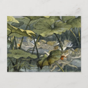 Cartão Postal Duendes de madeira no jogo, ilustração de 'em