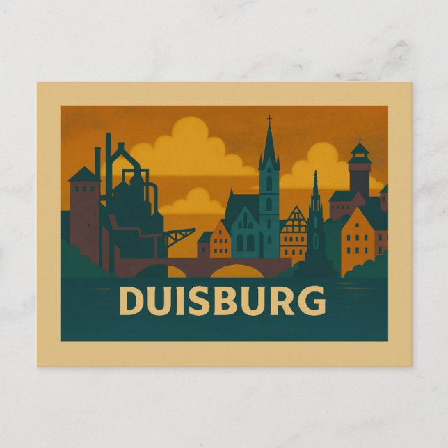 Cartão Postal Duisburgo Arte da Cidade da Alemanha (Frente)