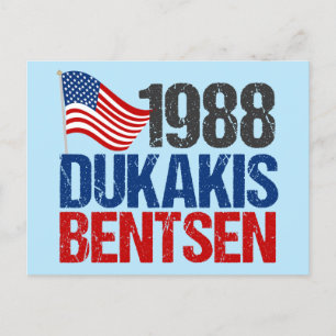 Cartão Postal Dukakis Bentsen Funny Retro Eleição 1988