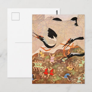 Cartão Postal Dulac Cranes & Pygmies Exemplo de conto de fadas