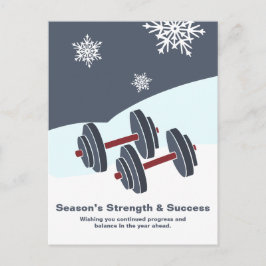 Cartão Postal Dumbbell Season's Strength & Success Grey White