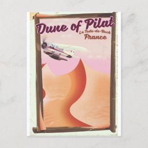 Cartão Postal Duna de Pilat, cartaz de viagem vintage da França.