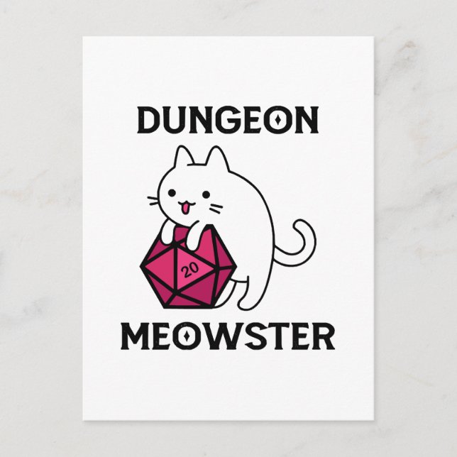 Cartão Postal Dungeon Meowster Cat Engraçado (Frente)