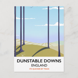Cartão Postal dunstable downs estilo vintage poster de viagens