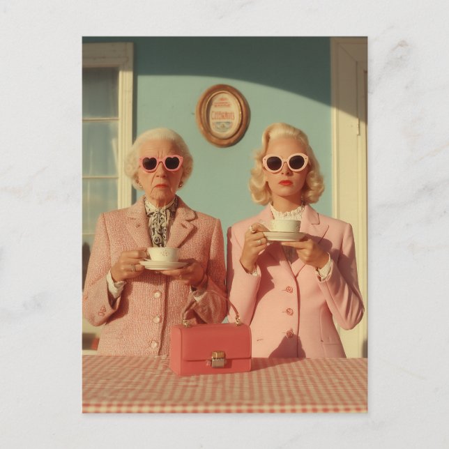 Cartão Postal Duo de Chá Elegante (Frente)