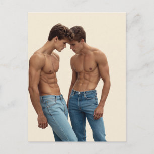 Cartão Postal Duo de Jeans dos Anos 80: Estilo Icônico e Conexão