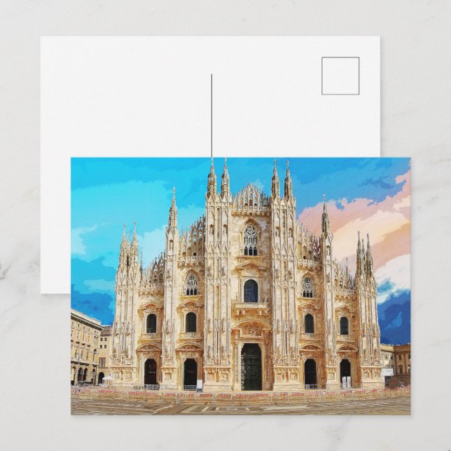 Cartão Postal Duomo di Milano Igreja Milão Itália #2 (Frente/Verso)