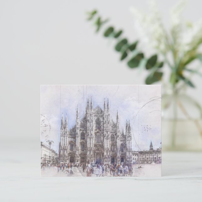 Cartão Postal Duomo di Milano Itália (Em pé/Frente)