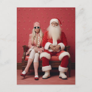 Cartão Postal Dupla Natalina Caprichosa: Papai Noel e Sra. Claus