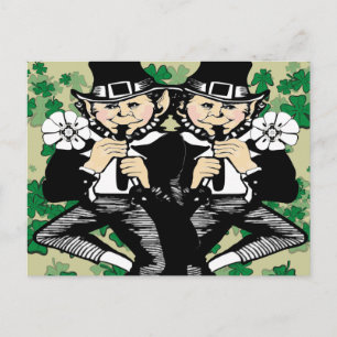 Cartão Postal Duplo Leprechaun Da Sorte