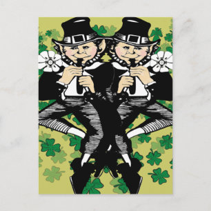 Cartão Postal Duplo Leprechaun Da Sorte