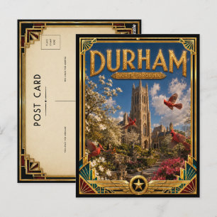 Cartão Postal Durham Carolina do Norte Arte Deco Vintage Idade D