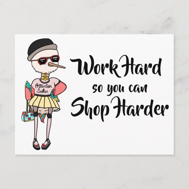 Cartão Postal Duro De Trabalho Inspiracional Engraçado Para Que  (Frente)