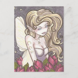 Cartão Postal Dusk Roses Night Fairy Fantasy Art Postcard