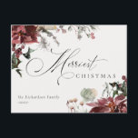 Cartão Postal Dusky Red Poinsettia Floral Feliz Natal<br><div class="desc">Se precisar de mais alguma personalização,  por favor,  sinta-se à vontade para me enviar uma mensagem em yellowfebstudio@gmail.com.</div>